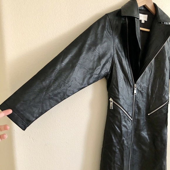 New DIVINE HERITAGE Moto Leather Zip Mini Dress in Black - Picture 5 of 8